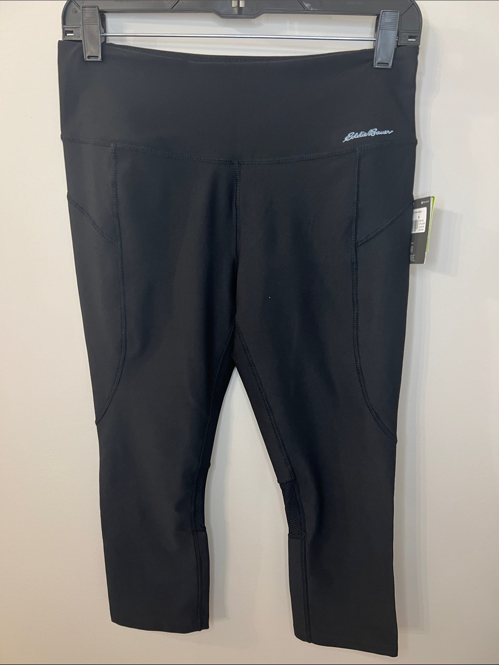 Eddie Bauer Black Capri Athletic Leggings with Side Panels